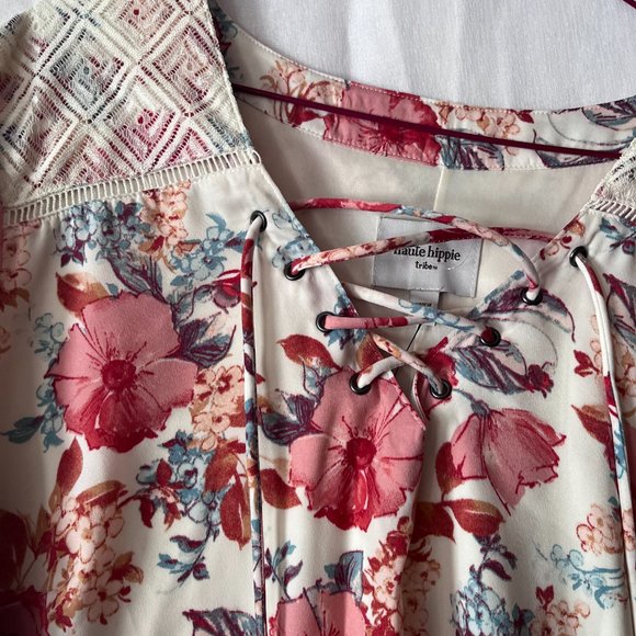 Haute Hippie sz s Hibiscus Flowers Comfortable Bohemian Hippy Dress Floral Dress - Picture 2 of 6